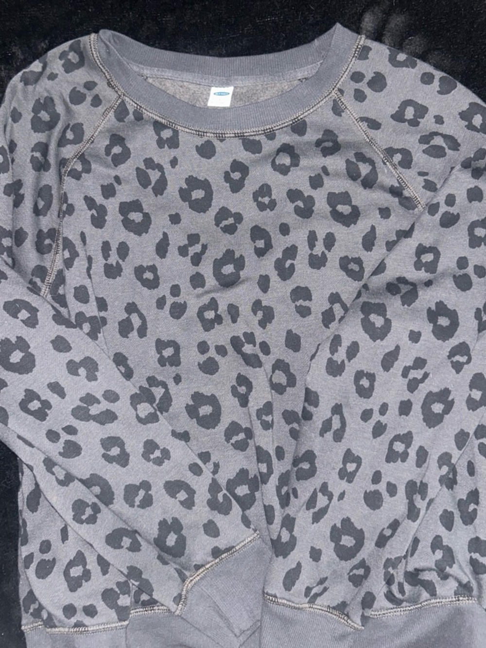 Old Navy Gray Leopard Print Crewneck Sweater